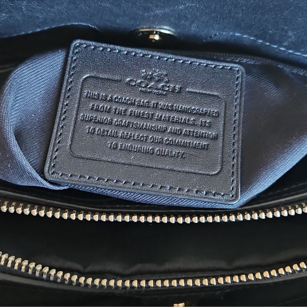 Coach Swagger Frame Satchel Black Leather Handbag with Crossbody Strap - Picture 15 of 16
